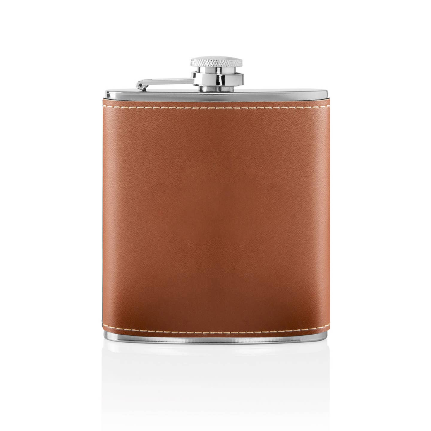 Stainless Brown Leather Flask Set - MillerCandleCo.