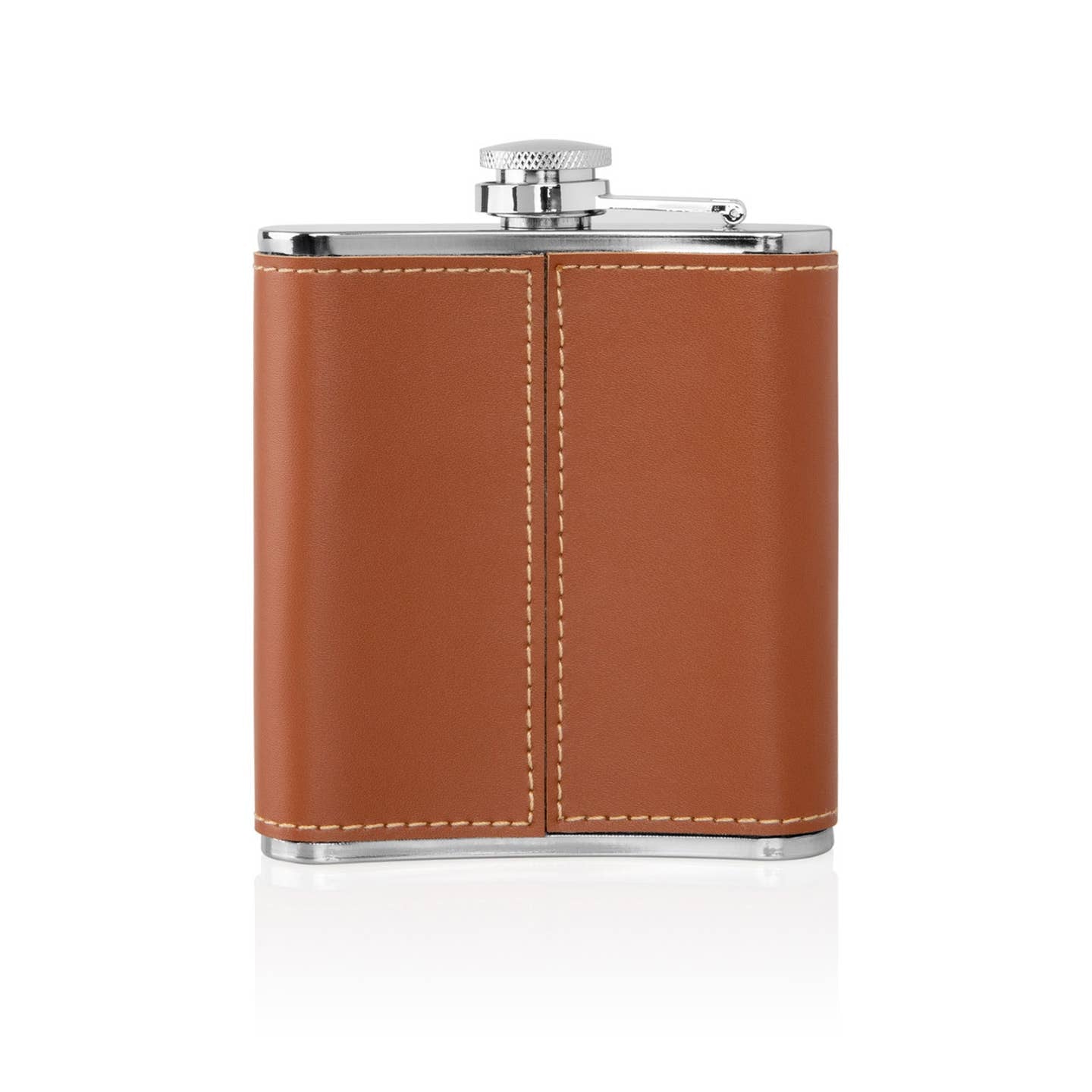 Stainless Brown Leather Flask Set - MillerCandleCo.